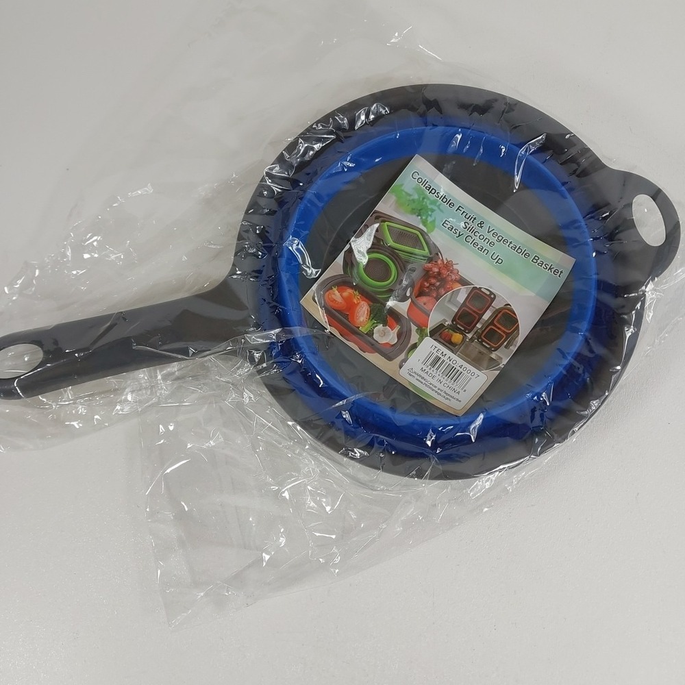 Hand-Held Silicone Collapsible Strainer Colander Flat Storage - Picture 1 of 4
